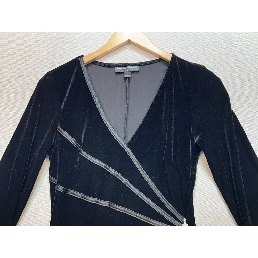 Connected Apparel Women's Holiday Velvet Formal Dress Long Sleeve Size 8 Black - Picture 5 of 12